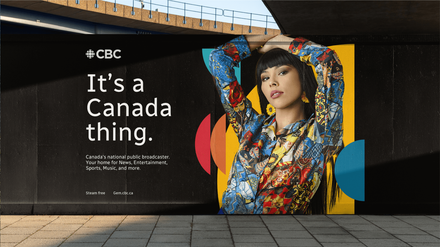 CBC poster with the slogan 'It's a Canada thing,' featuring a stylish woman