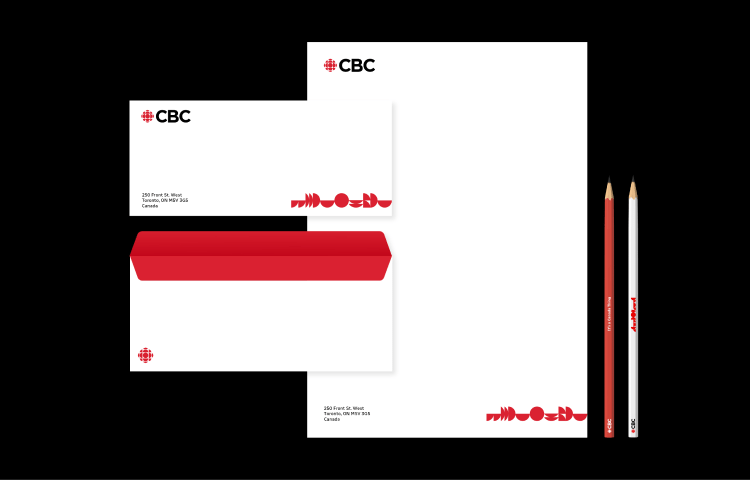 CBC branded stationery with envelopes, letterhead, and pencils